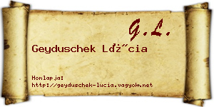 Geyduschek Lúcia névjegykártya